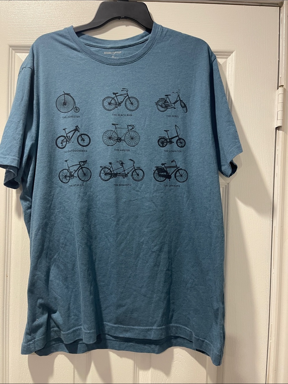 Men's Blue Graphic Bicycle Crewneck T-Shirt